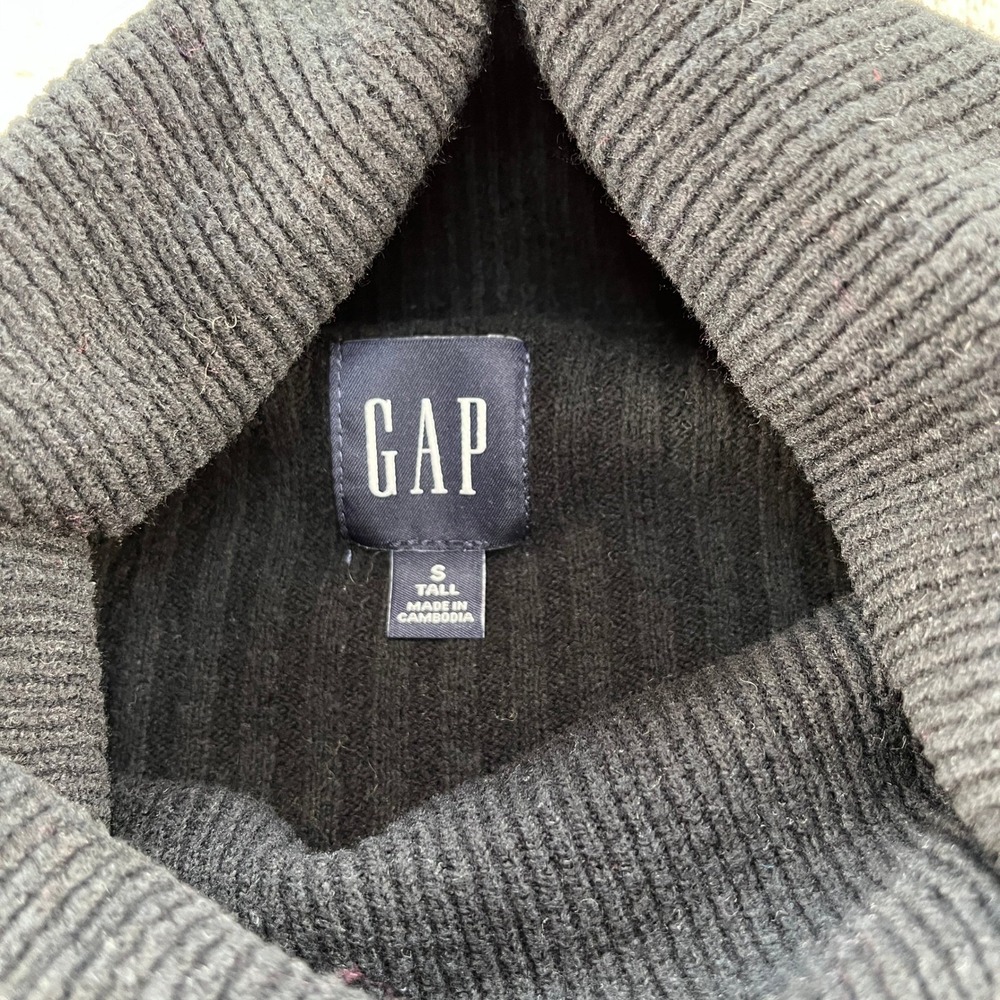 Gap Turtleneck Sweater Womens S Tall Black Ribbed Knit Drop Shoulder Pullover - Picture 4 of 11